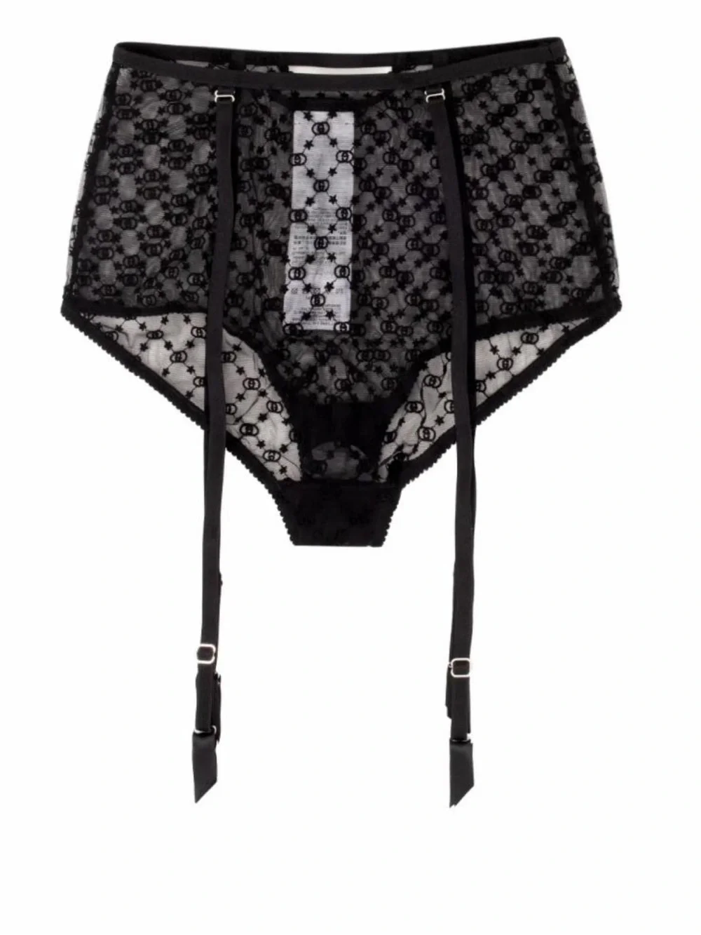 NWT GUCCI Black GG Star Tulle Garter Panties Size/ XS